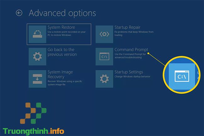 Chọn nút Command Prompt để khởi động nó