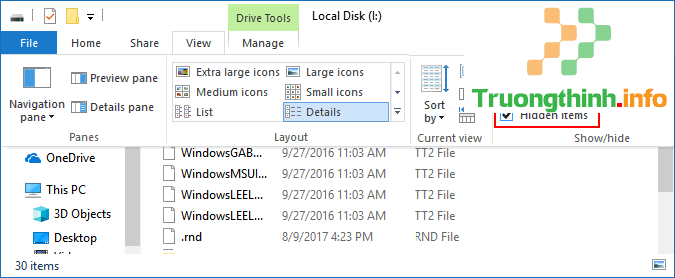 Hiện file ẩn trong USB từ thanh thực đơn trong File Explorer