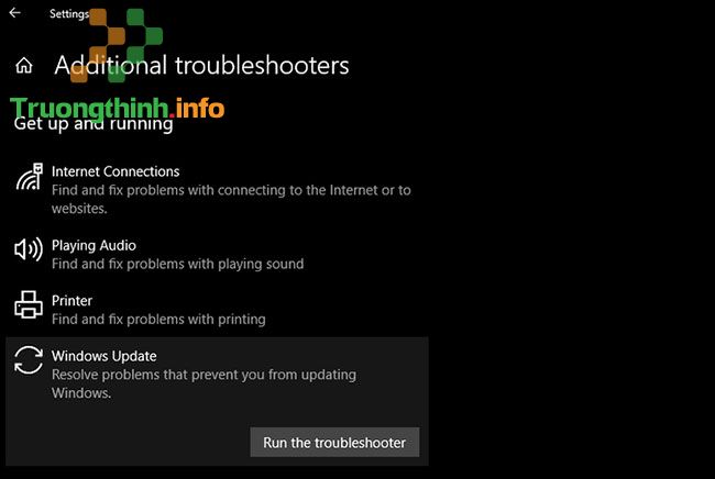 Chạy Windows Update Troubleshooter