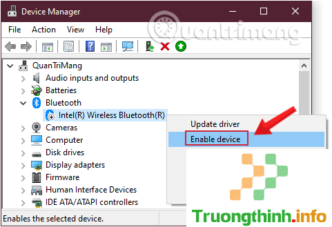 Chọn Enable device trong Bluetooth driver