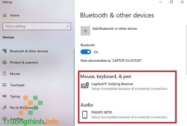 Thông báo lỗi “Setup incomplete because of a metered connection” khi kết nối thiết bị