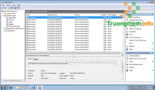 Chạy Event Viewer