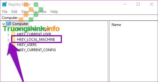 Mở rộng thư mục HKEY_LOCAL_MACHINE