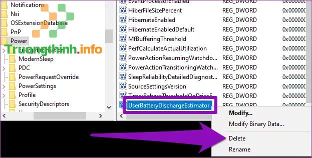 Xóa mục UserBatteryDischargeEstimator