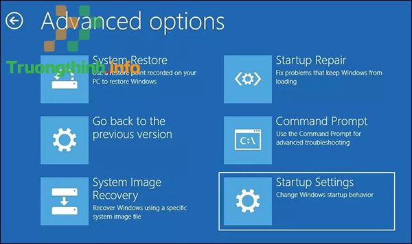 Nhấn Startup Settings