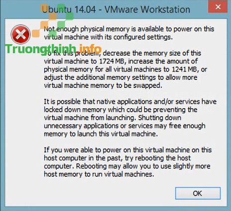 Thông báo lỗi VMware