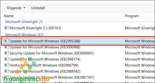 Xóa bản cập nhật Windows