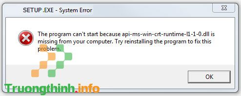 Thông báo lỗi “The program can’t start because api-ms-win-crt-runtime-l1-1-0.dll is missing from your computer”