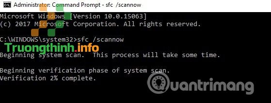 Chạy lệnh lệnh sfc /scannow