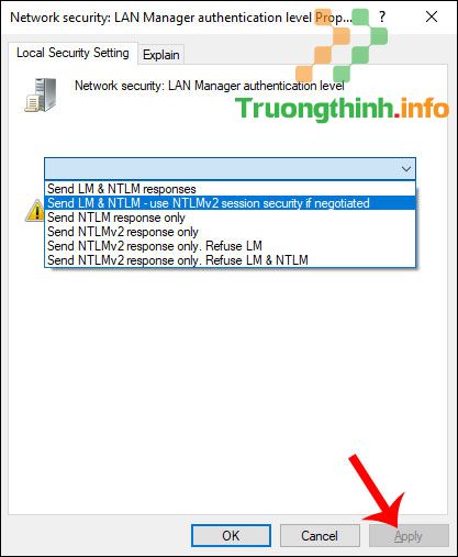 Network security: LAN Manager Authentication level