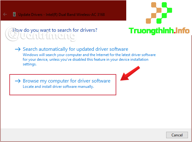 Khắc phục sự cố bằng tùy chọn Browse my computer for driver software