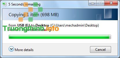 Sự cố quá trình sao chép file bị kẹt ở 5 giây còn lại