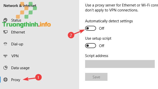 Tắt Automatically detect settings