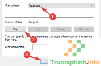 Đặt Startup type thành Automatic