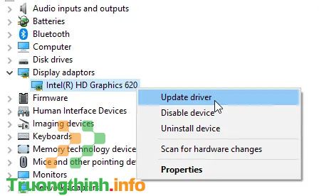 Nhấp chuột phải vào driver đồ họa và chọn Update driver