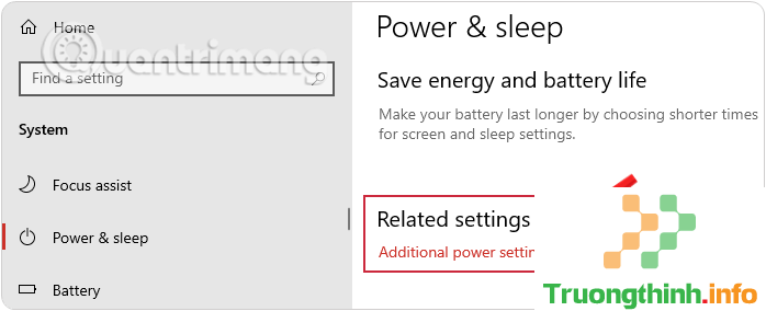 Chọn Additional Power Settings để mở Power Options Windows 10