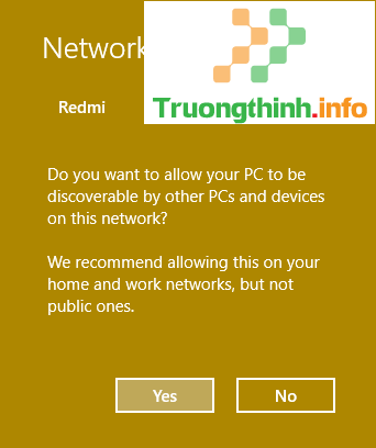 Cài đặt mạng hiện tại thành Private Network