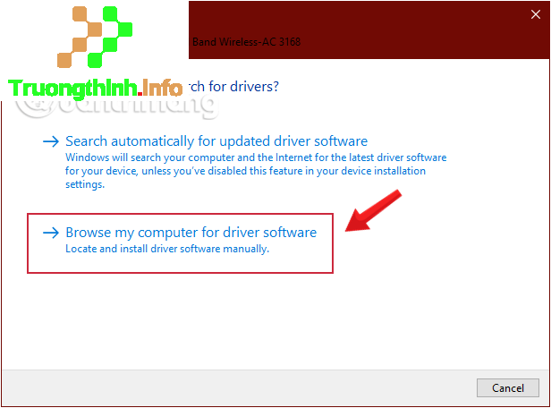 Khắc phục sự cố bằng tùy chọn Browse my computer for driver software