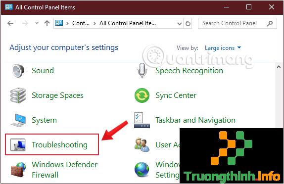 Mở Troubleshooting từ Control Panel