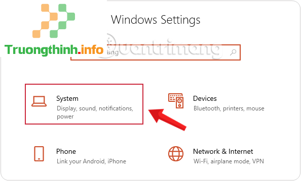 Nhấn chọn System trong Windows Settings