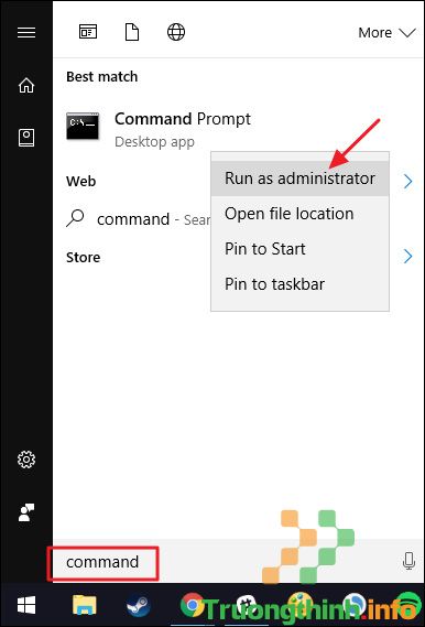 Chạy Command Prompt với quyền admin