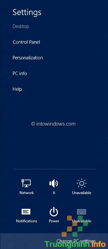 chọn Change PC Settings