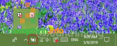 Biểu tượng pin đã xuất hiện trên taskbar