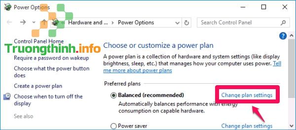 chọn Change plan settings 