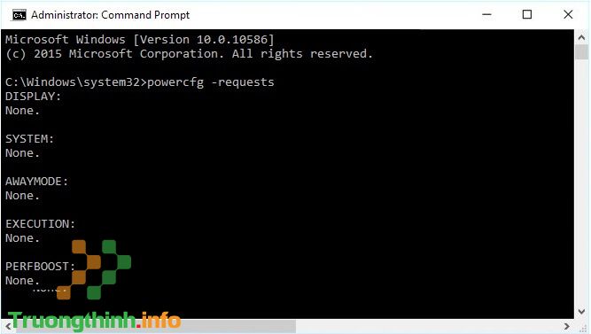 nhập câu lệnh dưới đây vào cửa sổ Command Prompt