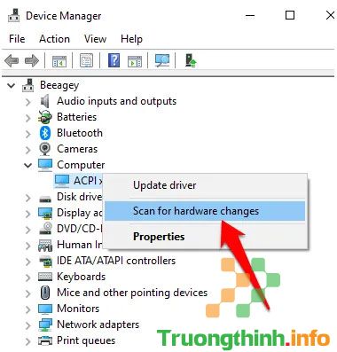 Nhấp vào Scan for hardware changes