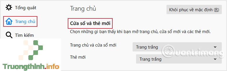 Ở mục Trang chủ, tìm phần Cửa sổ và thẻ mới