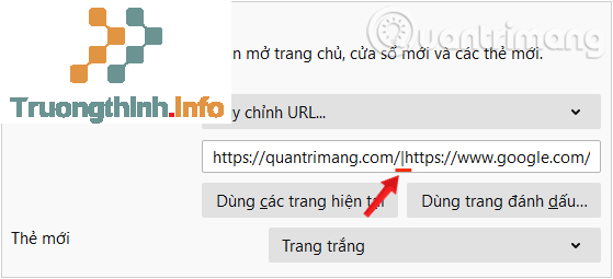 Dán địa chỉ các trang web muốn sử dụng vào ô Dán một URL