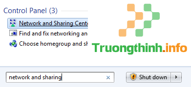 Mở cửa sổ Network and Sharing 