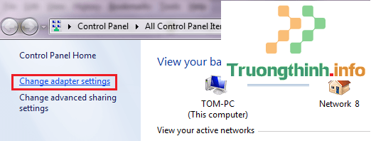 Chọn Change adapter settings