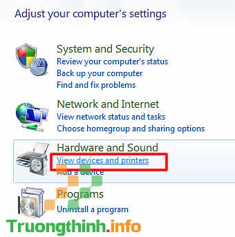 Nhấp vào View devices and Printers