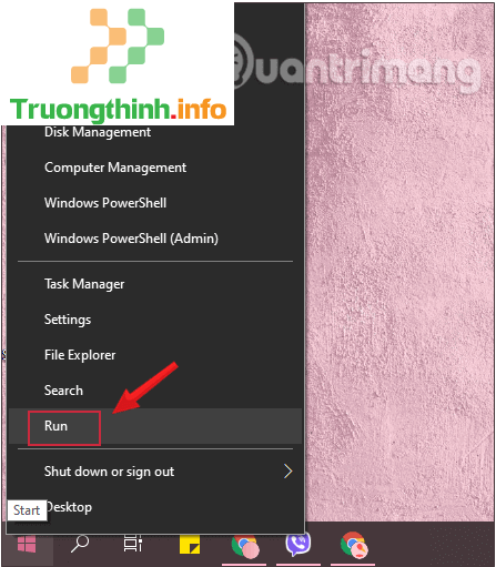 Click chuột phải vào Start rồi chọn Run