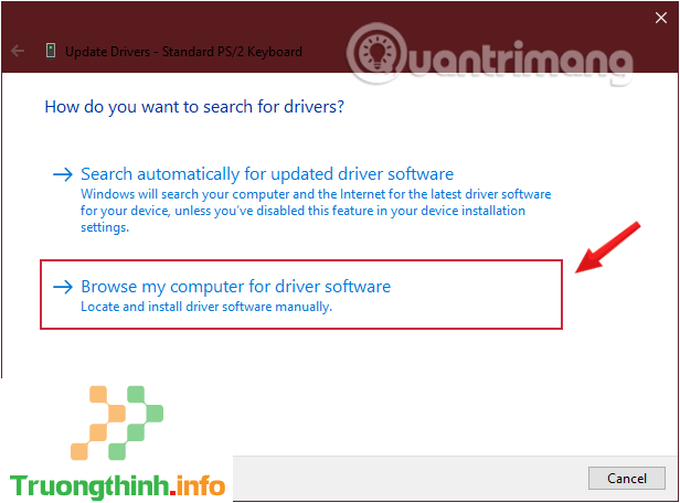 Khắc phục sự cố bằng tùy chọn Browse my computer for driver software