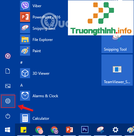 Nhấn chọn biểu tượng Settings trong Start Menu