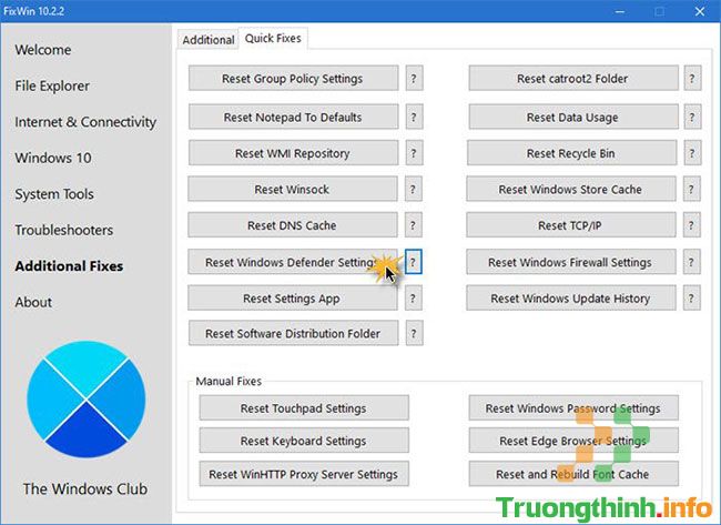 Sử dụng FixWin để reset lại cài đặt Microsoft Defender về mặc định