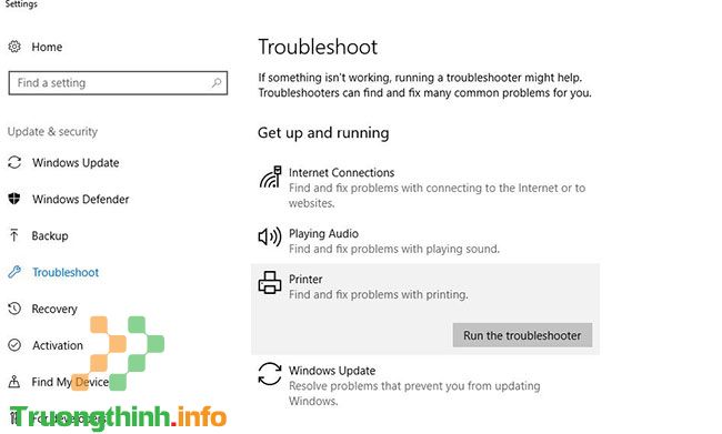 Nhấp vào Run the Troubleshooter