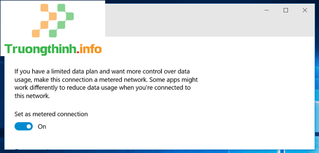 Bật Set as metered connection