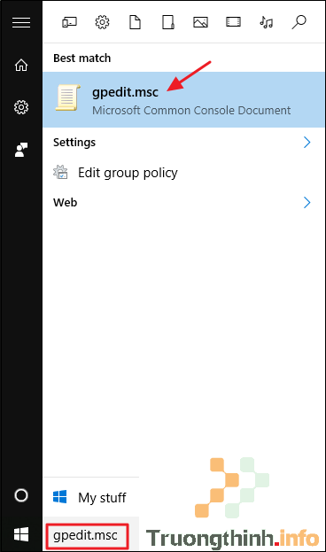 mở Group Policy Editor