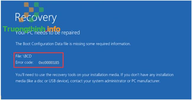 Mã lỗi 0xc0000185 là do hỏng các file liên quan đến chức năng boot của PC Windows