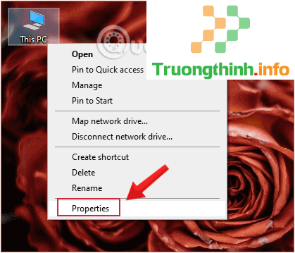 Kích chuột phải vào biểu tượng Computer, chọn Properties