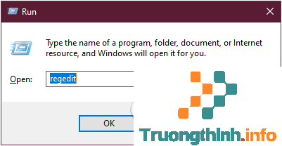 Nhập lệnh regedit vào cửa sổ lệnh Run