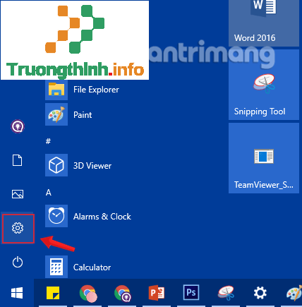 Nhấn chọn biểu tượng Settings trong Start Menu