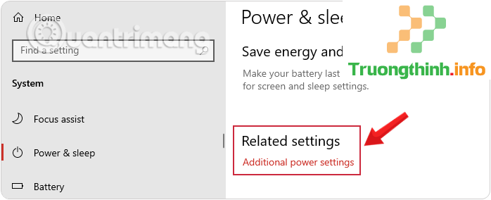 Chọn Additional Power Settings để mở Power Options Windows 10