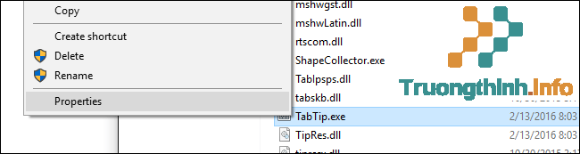Kích chuột phải vào file TabTib.exe, sau đó chọn Properties