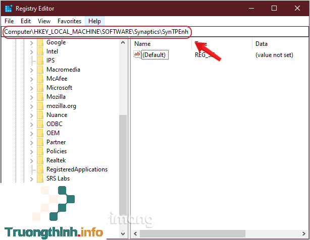 Điều hướng theo mục: HKEY_LOCAL_MACHINESOFTWARESynapticsSynTPEnh