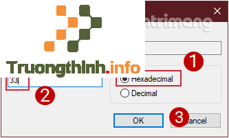 Chọn Hexadecimal và thay đổi giá trị của nó thành 33